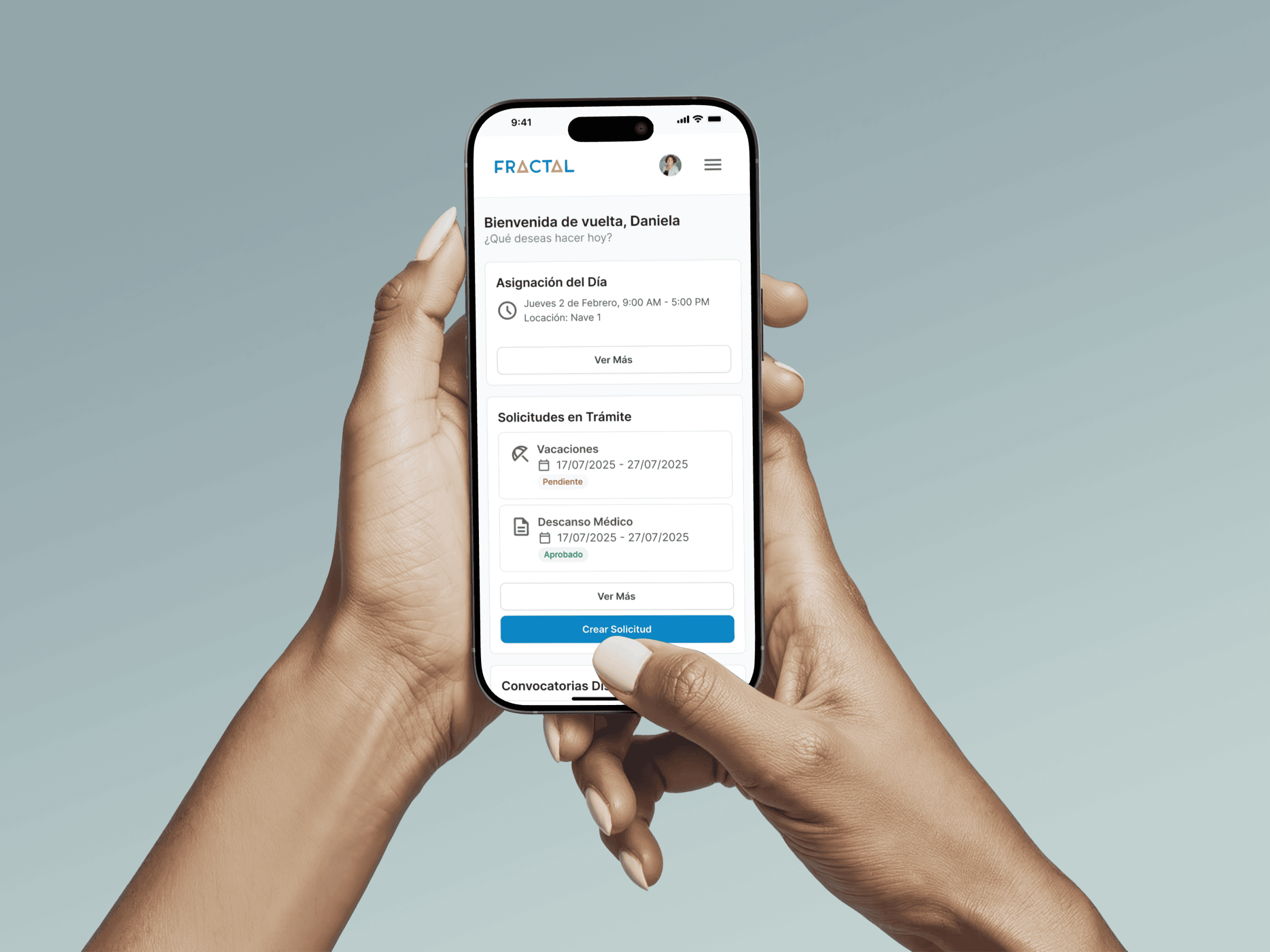Fractal mobile app held in hand