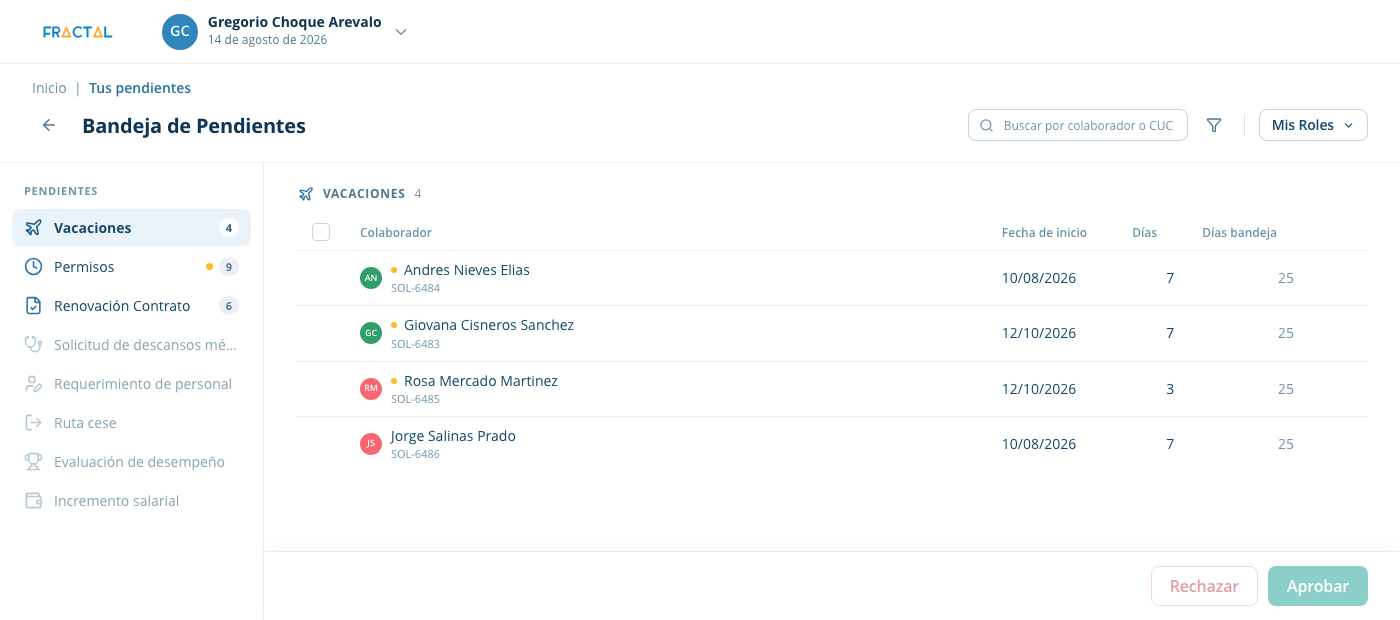 Redesigned admin queue with a sidebar, colored avatars, and an approve or reject bar