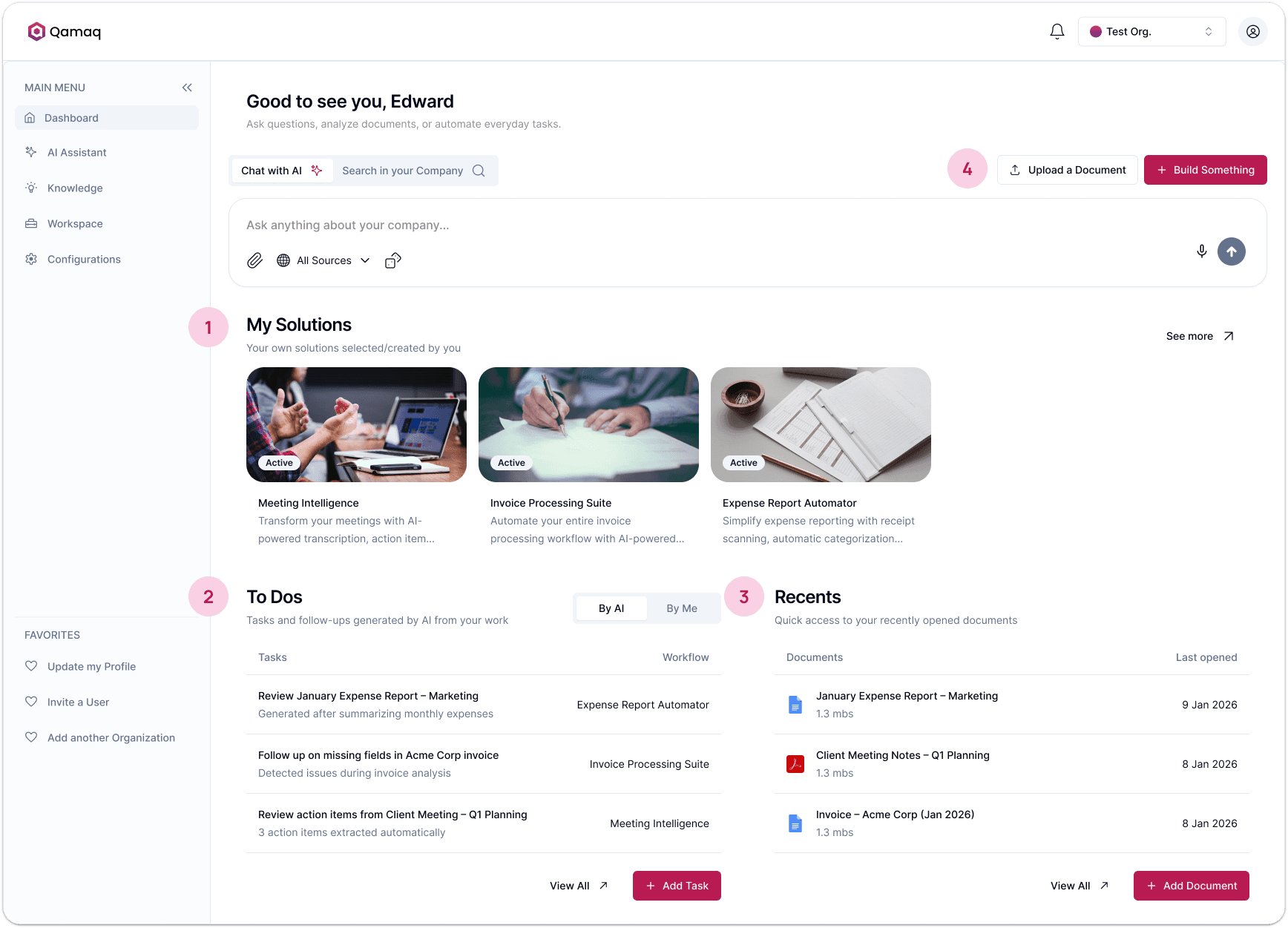 Dashboard for intermediate users