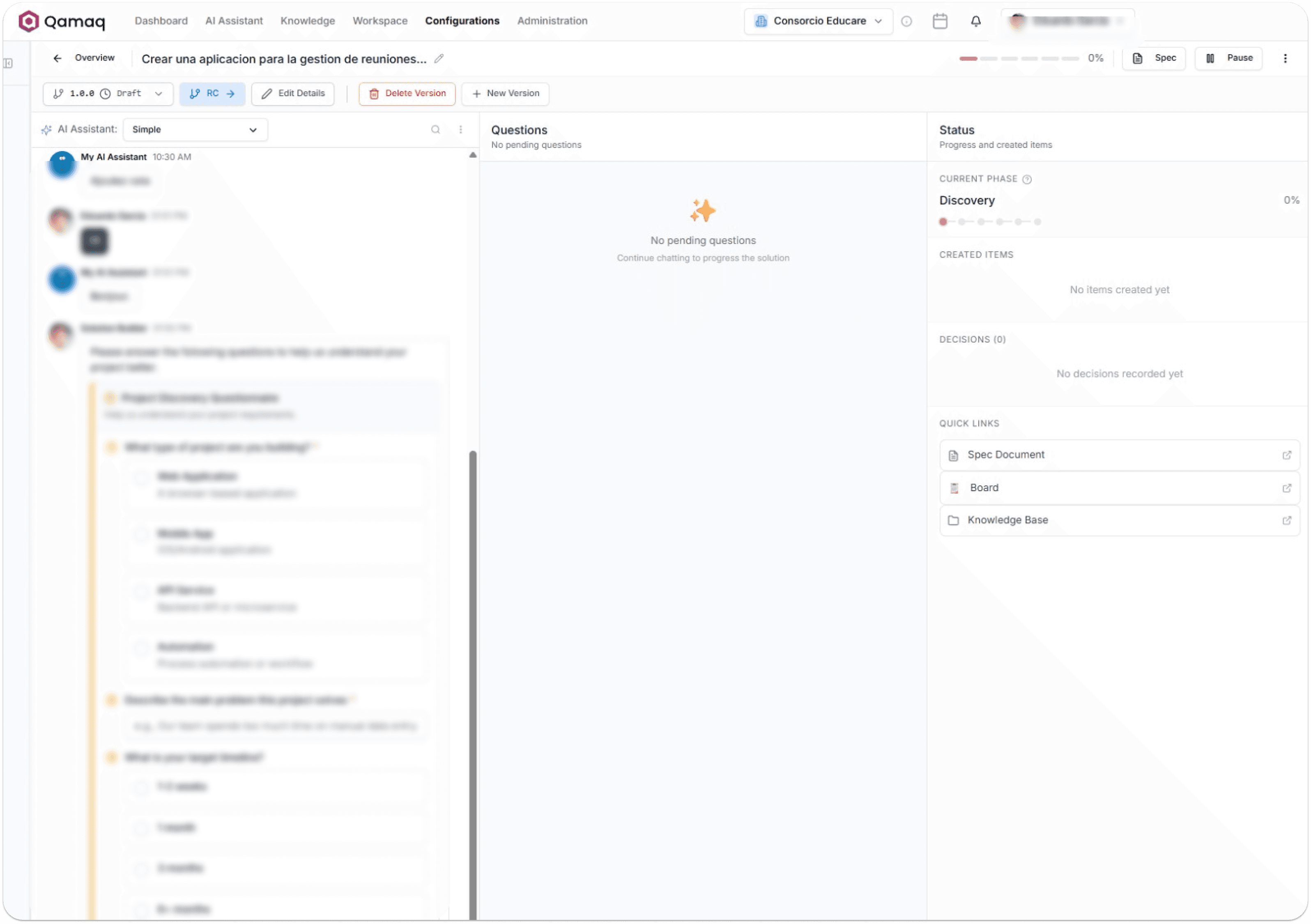 Solution builder before