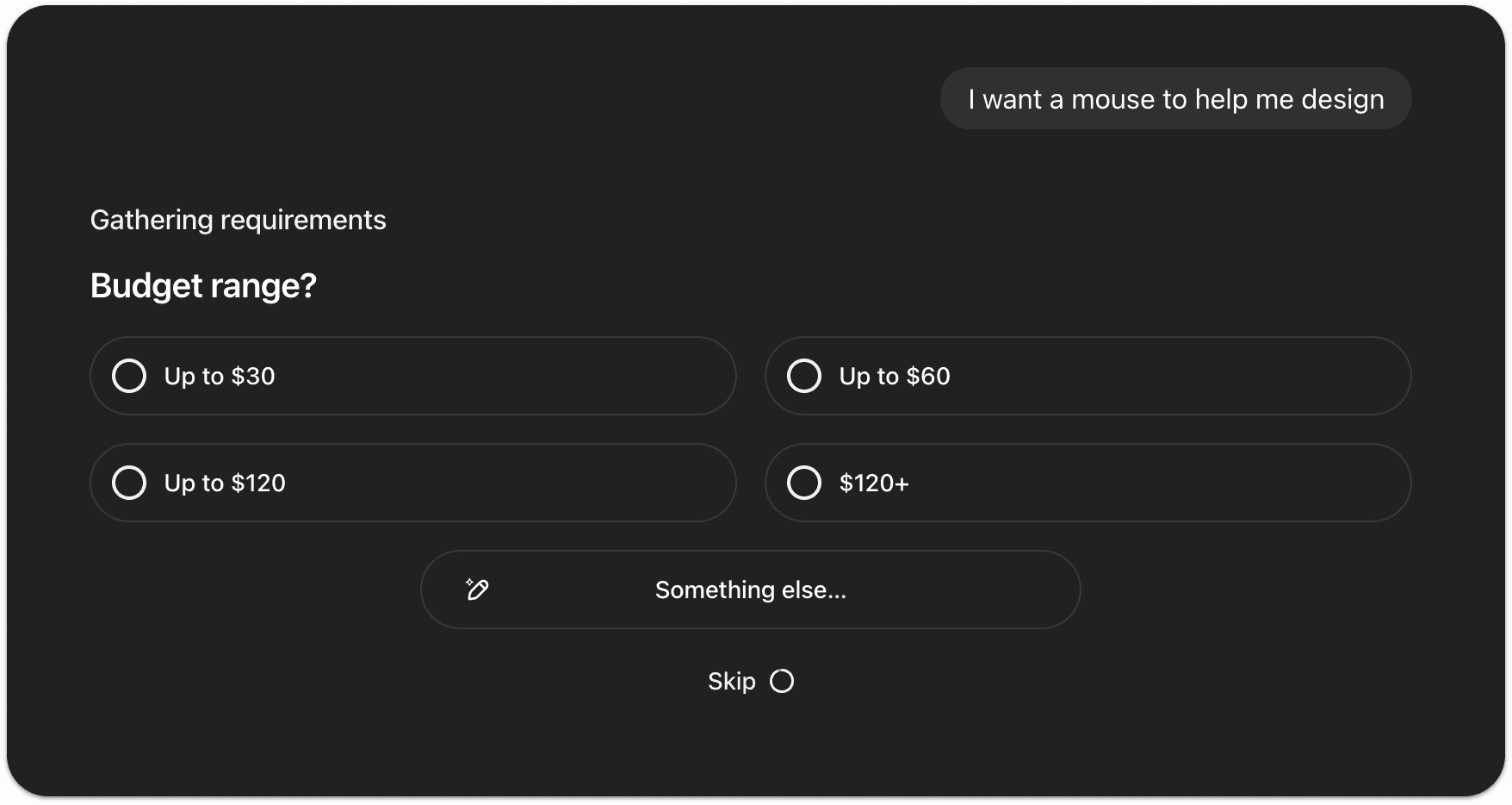 Follow Ups example asking for budget range